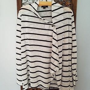 Light weight one button "A" symmetrical cardigan